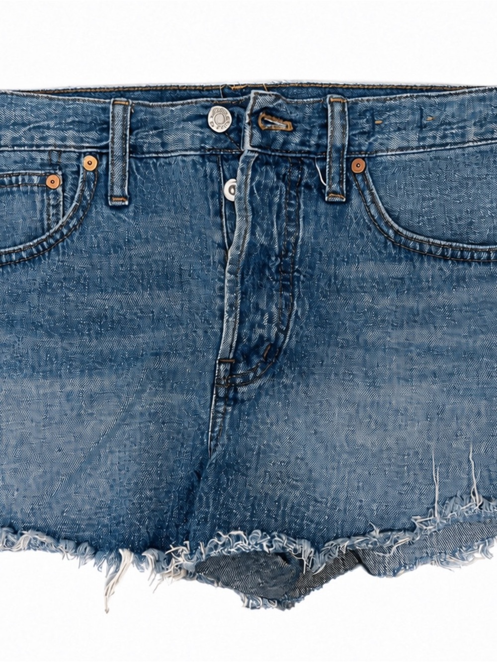 Madewell Distressed Frayed Hem Denim Shorts - Blue